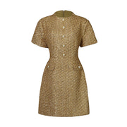 Textured Button-Front Mini Dress