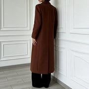 Double-Breasted Brown Long Coat