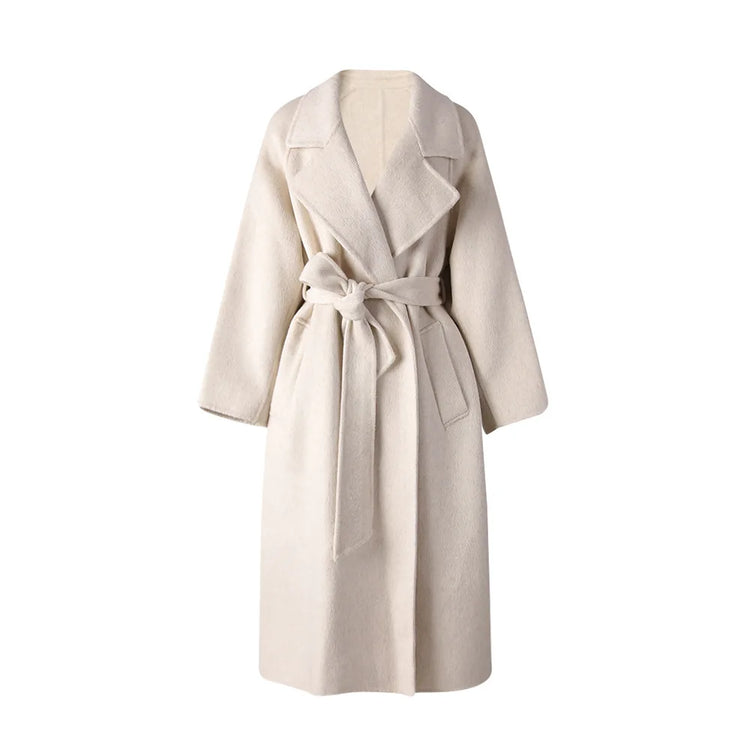 Belted Wide-Lapel Coat
