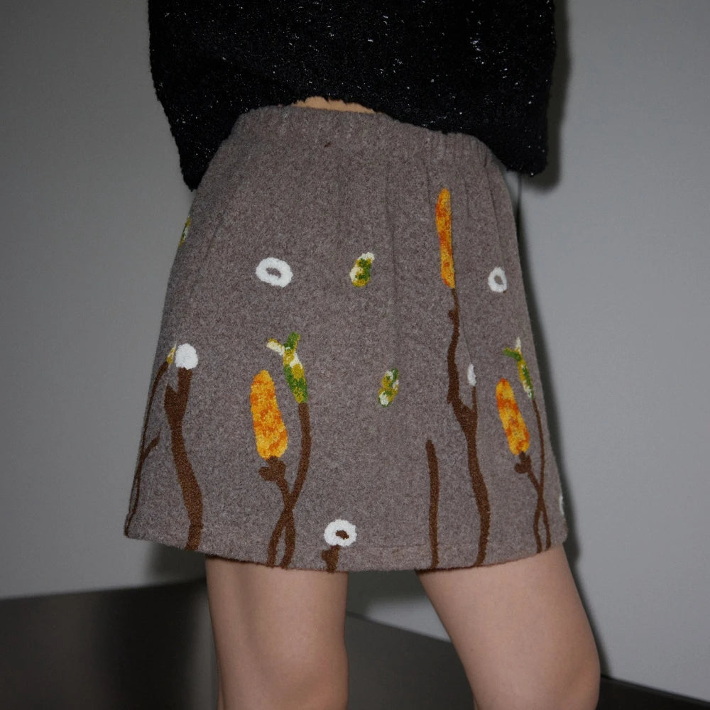 Floral-Pattern A-Line Mini Skirt