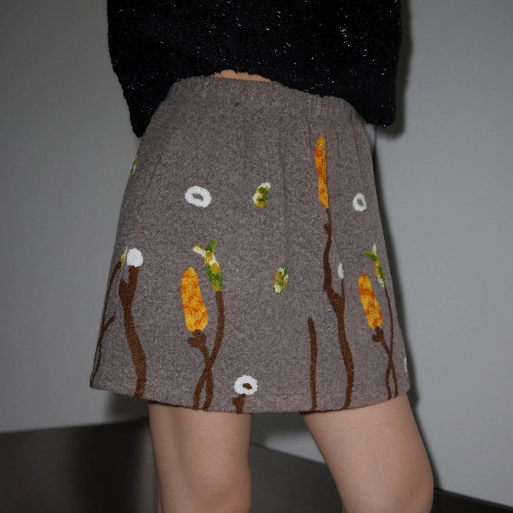 Floral-Pattern A-Line Mini Skirt