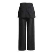 Asymmetric Overlay Wide-Leg Pants