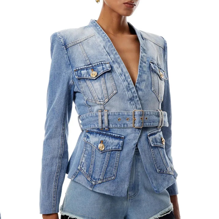 V-Neck Pocket Jacket