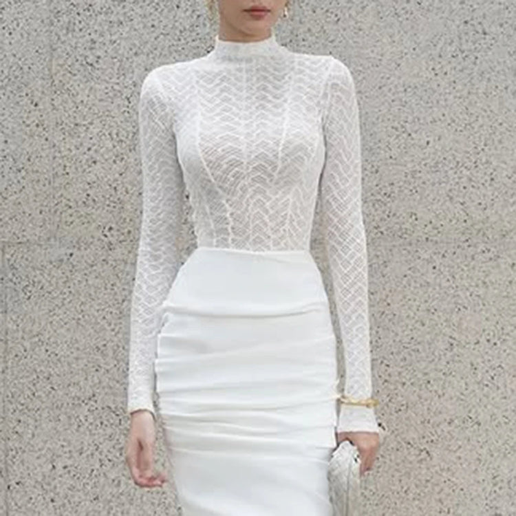 Sheer Lace High-Neck Top