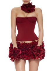 Strapless Top and Rosette Skirt Set