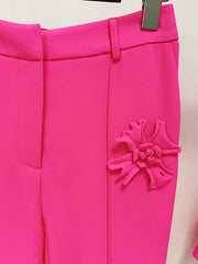 Floral Applique Flared Pants