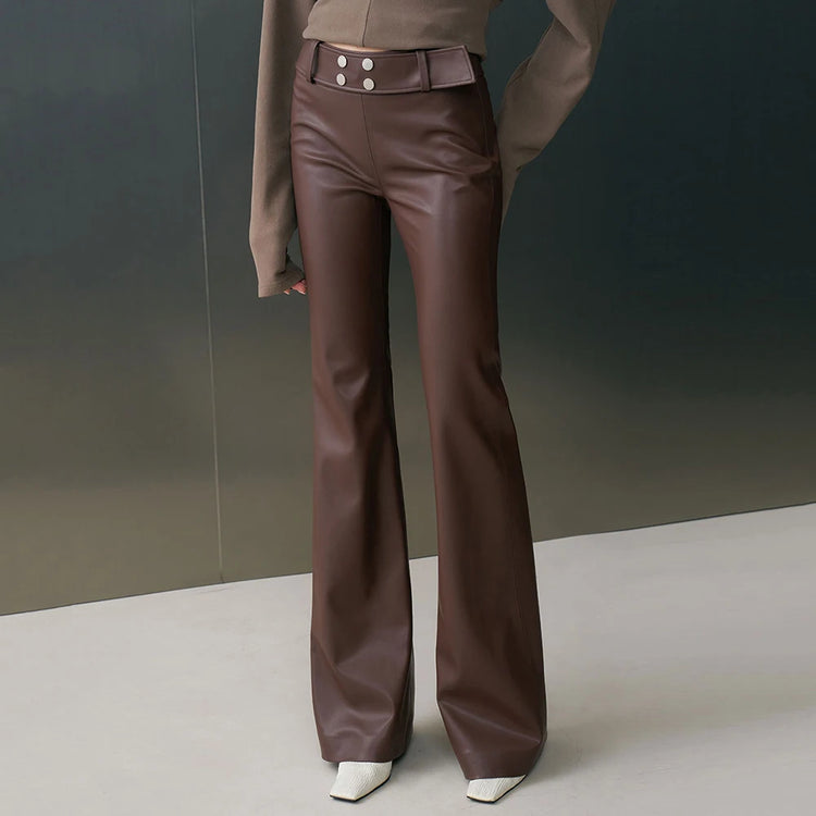 Glossy Flared-Leg Pants