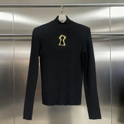 Keyhole-Motif Crewneck Sweater