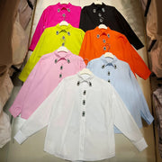 Embellished-Placket Longline Shirt