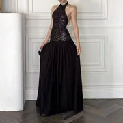 Sequin Halter Long Dress