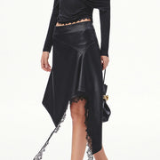 Lace-Trim Asymmetric Skirt