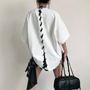 Lace-Up Back Relaxed Shirt