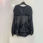 Rosette Ruffled Mini Dress