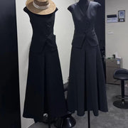 Asymmetric Vest and Skirt Set