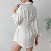 Lace-Up Waist Fitted Shirt
