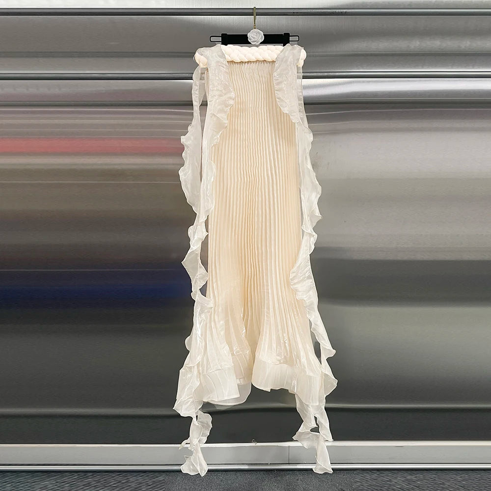 Ribbon-Trim Sleeveless Dress