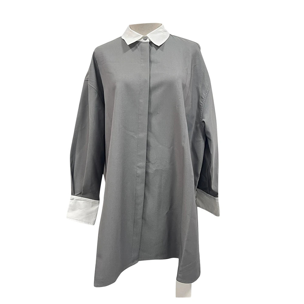 Contrast-Collar Longline Jacket