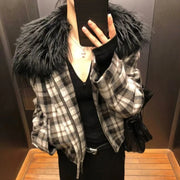 Plaid Zip-Front Jacket