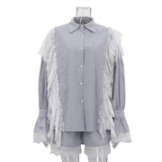 Lace-Trim Shirt and Shorts Set