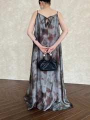 Abstract-Print Sleeveless Long Dress