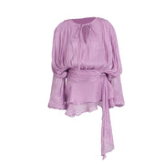 Ruched Balloon-Sleeve Mini Dress