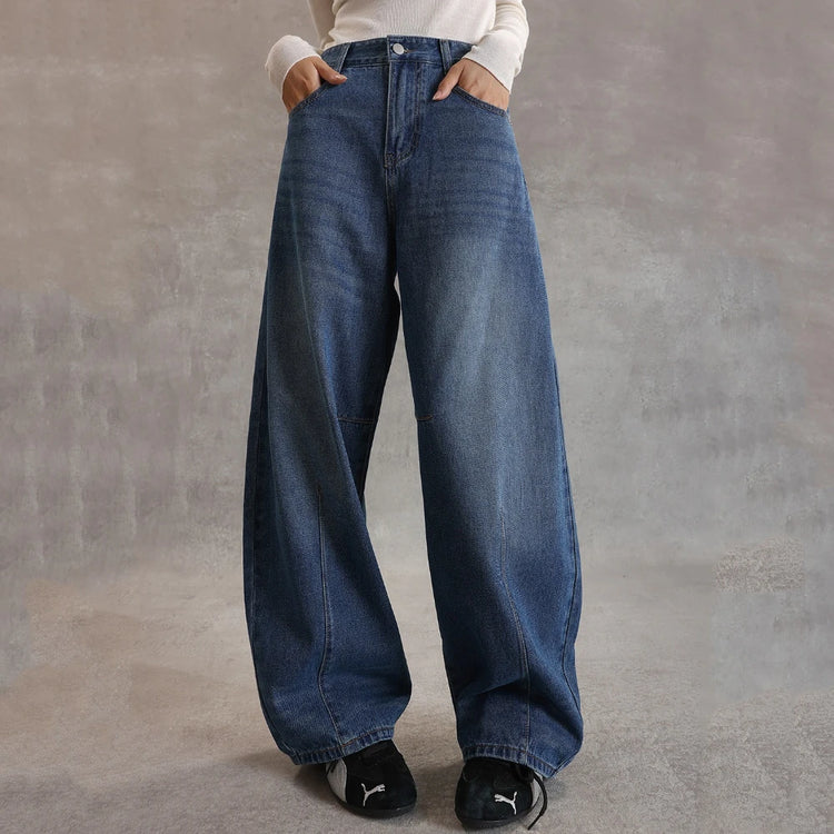 Seamed Wide-Leg Jeans