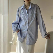 Lace-Panel Relaxed Button Shirt