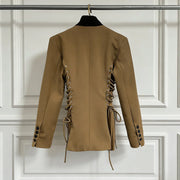Lace-Up Waist Fitted Jacket