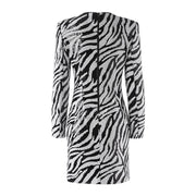 Zebra-Stripe Long-Sleeve Mini Dress