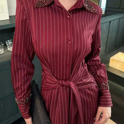 Striped Twist-Front Shirt Dress