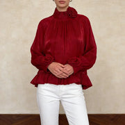 Rosette High-Neck Blouse