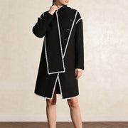 Contrast-Stitch Longline Jacket
