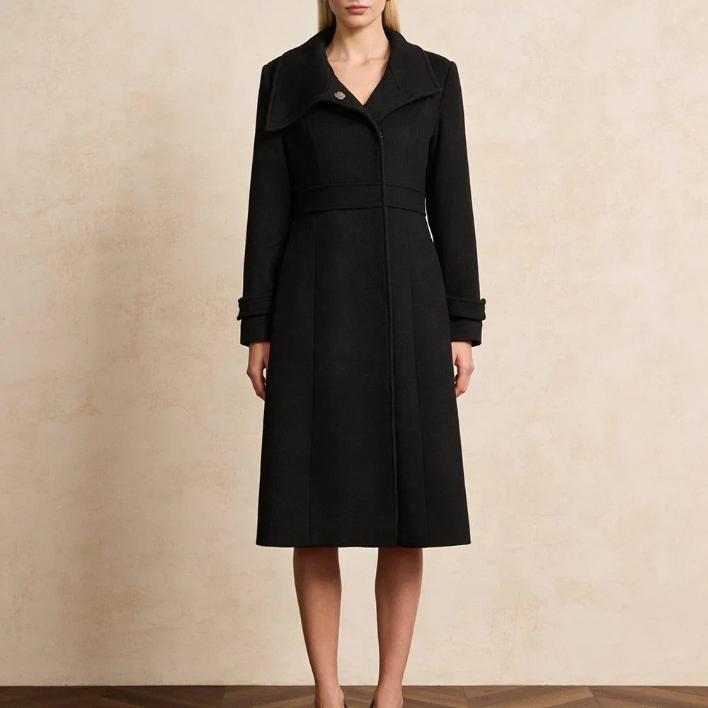 Wide-Collar A-Line Coat
