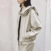Collared Zip-Up Bomber Jacket