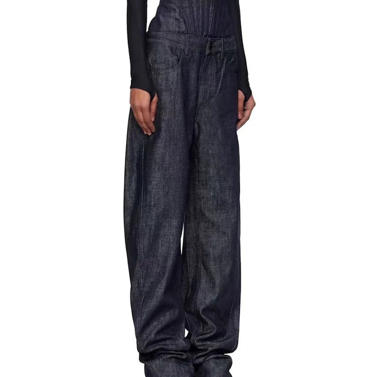 Pleated High-Waist Straight-Leg Pants