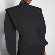 Stand-Collar Balloon-Sleeve Jacket