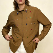 Multicolor Embellished Collared Shirt