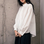 Pintuck-Bib Stand-Collar Shirt