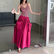 Striped-Bodice Pocket Dress