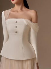 Asymmetric Top and Pleated Skirt Set