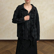 Ruffle-Front Checked Shirt