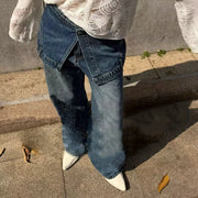 Overlay-Panel Wide-Leg Jeans