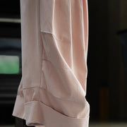 Button-Front Cuffed Wide-Leg Pants