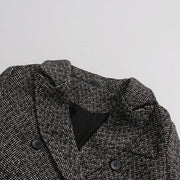 Textured Double-Breasted Long Coat