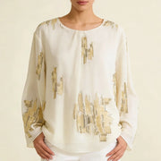Sequin-Detail Long-Sleeve Top