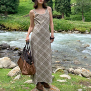 Plaid Sleeveless Long Dress