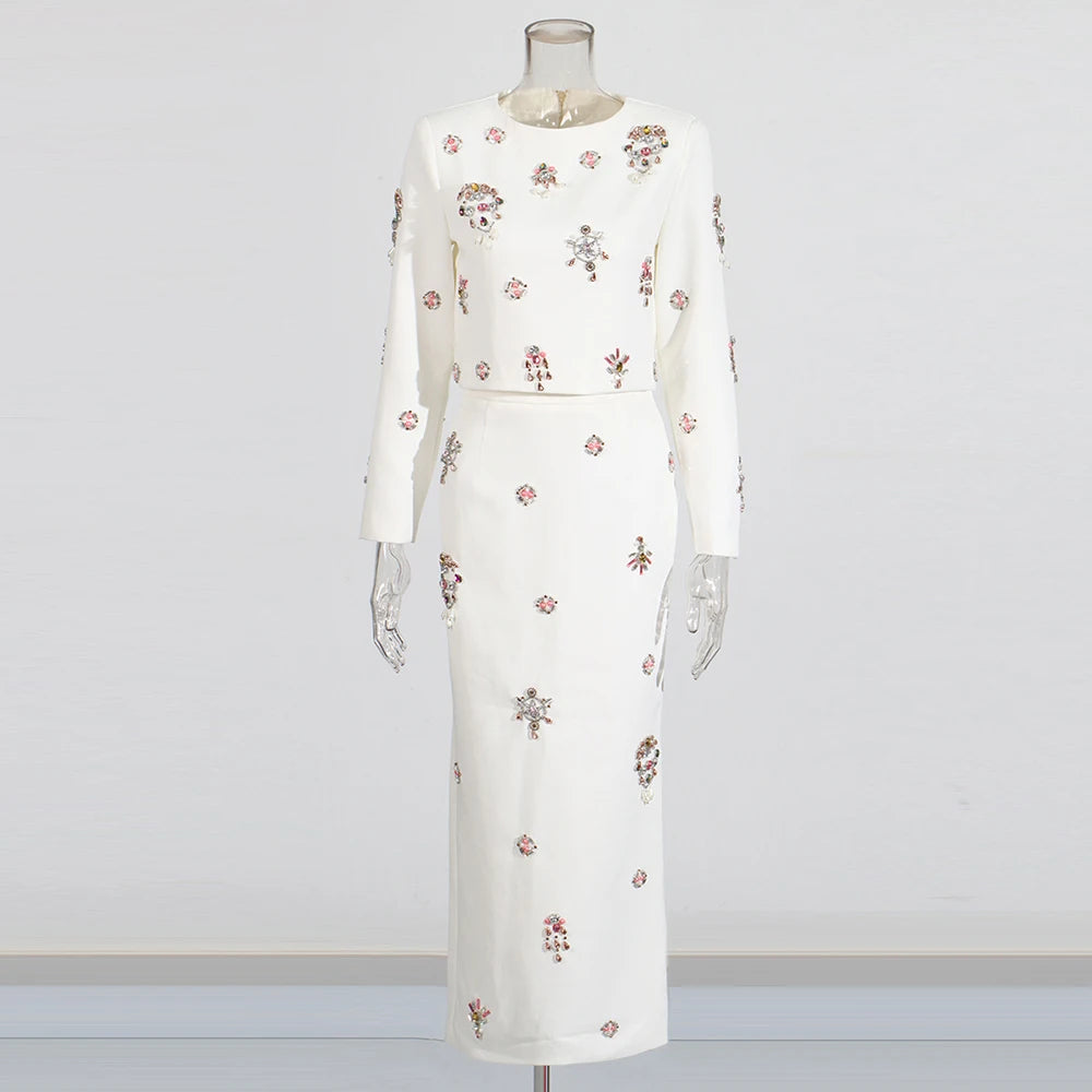 Embellished Top and Long Skirt Set