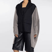 Contrast-Sleeve Oversized Jacket