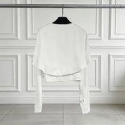 Cape-Overlay Cropped Blouse