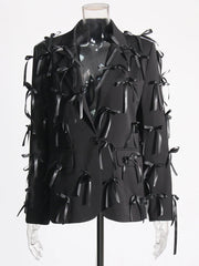Bow-Embellished Longline Blazer